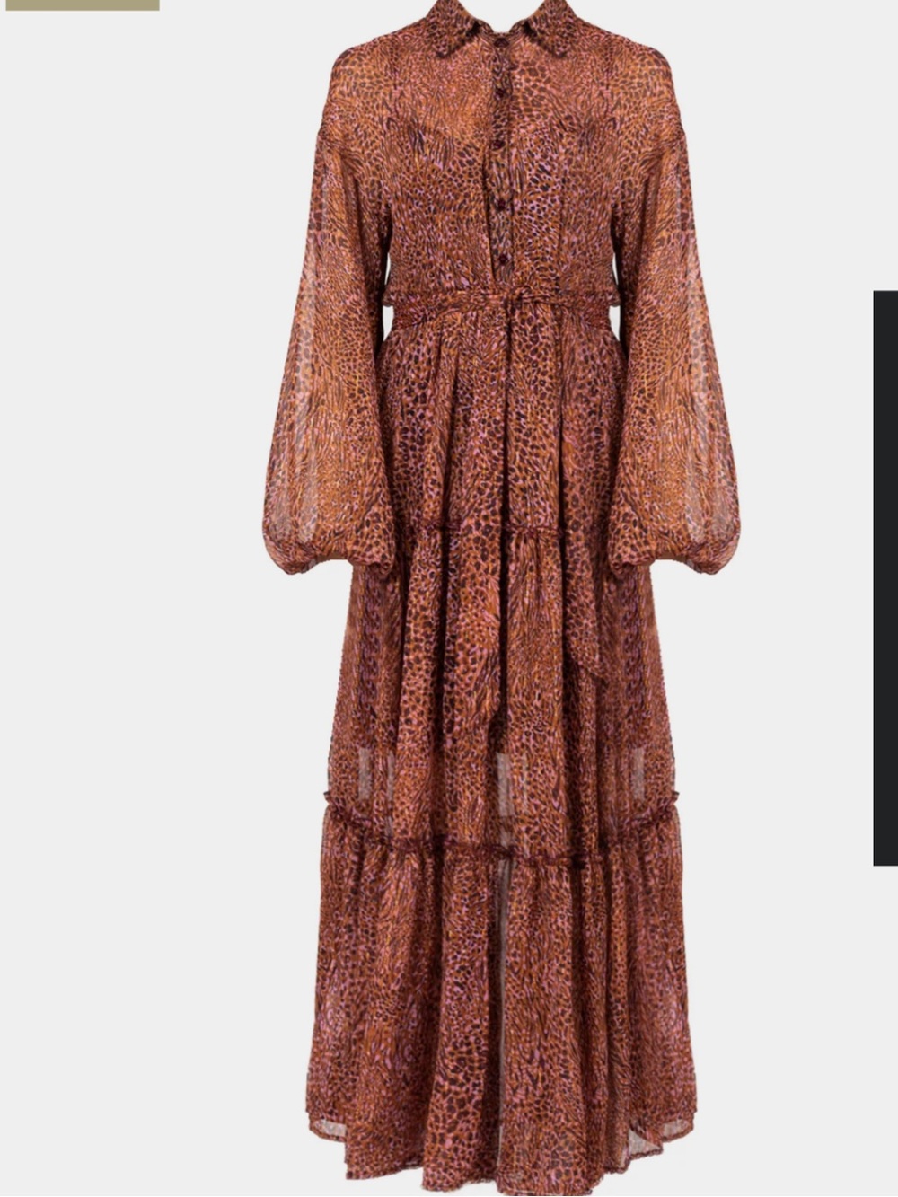 Pinko Rust-Tone Leopard Print Tiered Maxi Dress